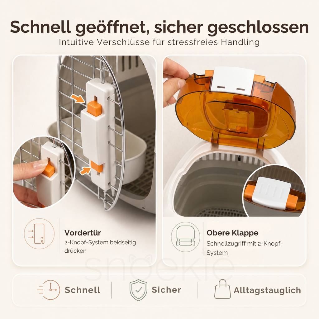 Haustier Transportbox mit aufklappbarer Dachöffnung