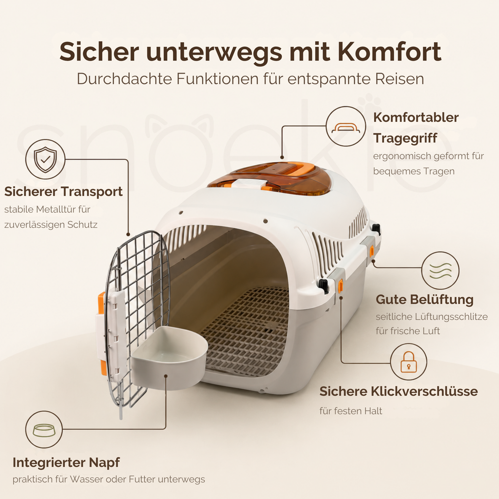 Haustier Transportbox mit aufklappbarer Dachöffnung