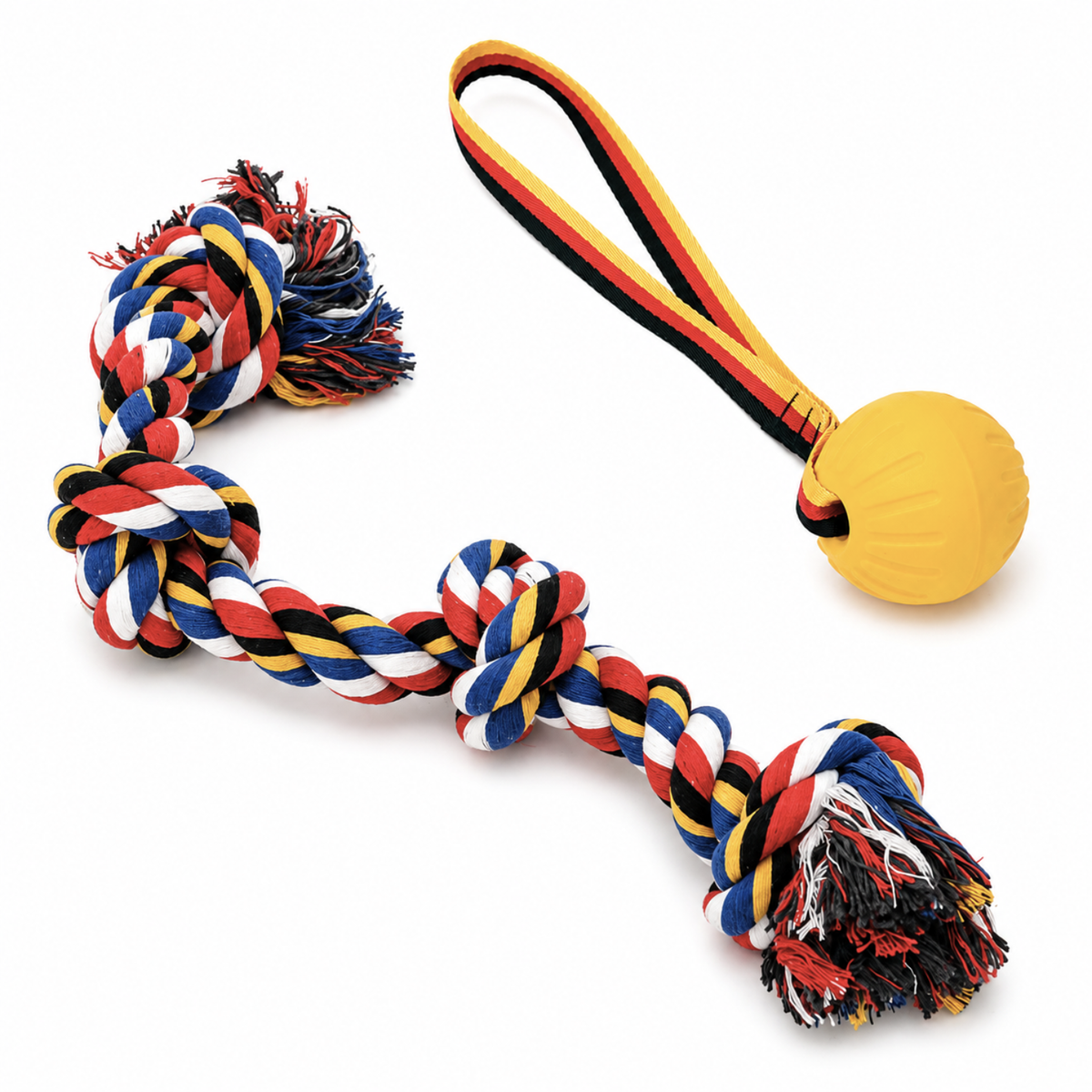 Hundespielzeug Set - Robustes Zerrtau & Wurfball mit Schlaufe