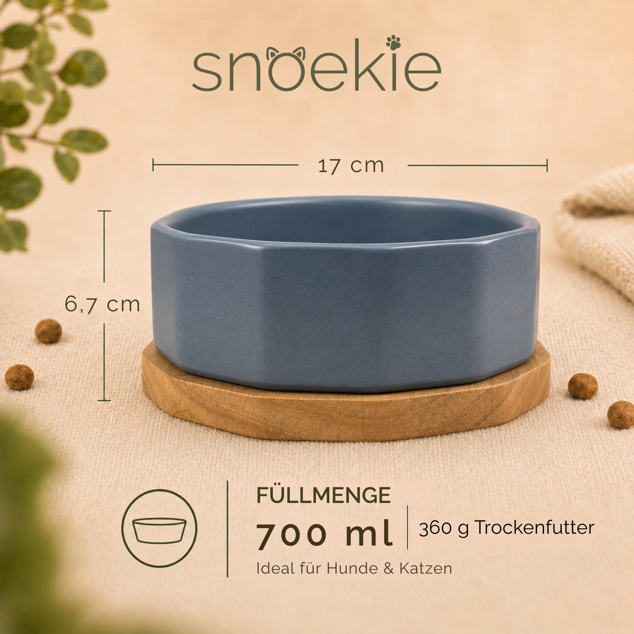 Porzellan-Napf mit Holz-Basis