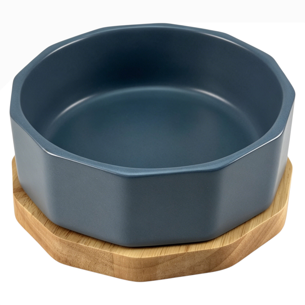 Porzellan-Napf mit Holz-Basis