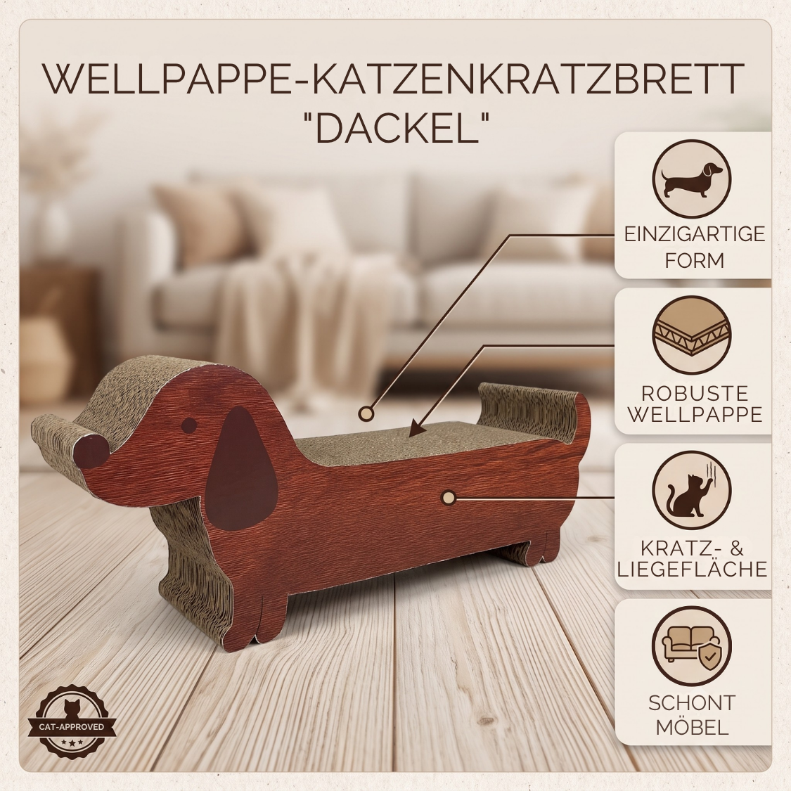 "Dackel" - Wellpappe-Katzenkratzbrett