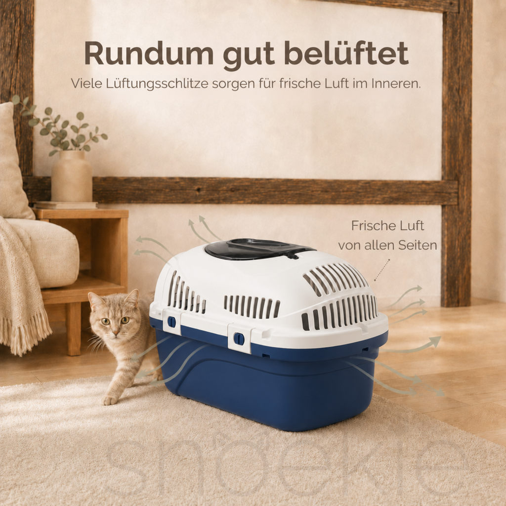 Haustier Transportbox mit aufklappbarer Dachöffnung
