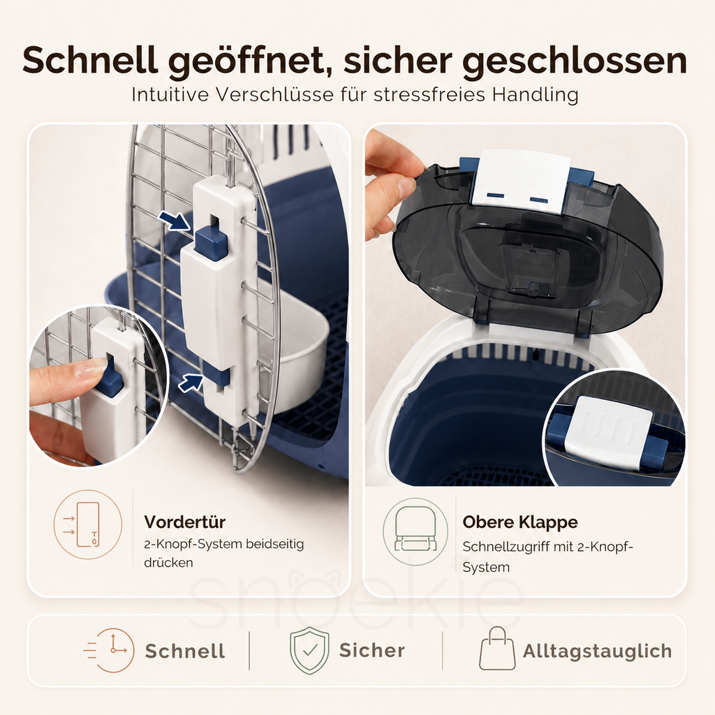 Haustier Transportbox mit aufklappbarer Dachöffnung