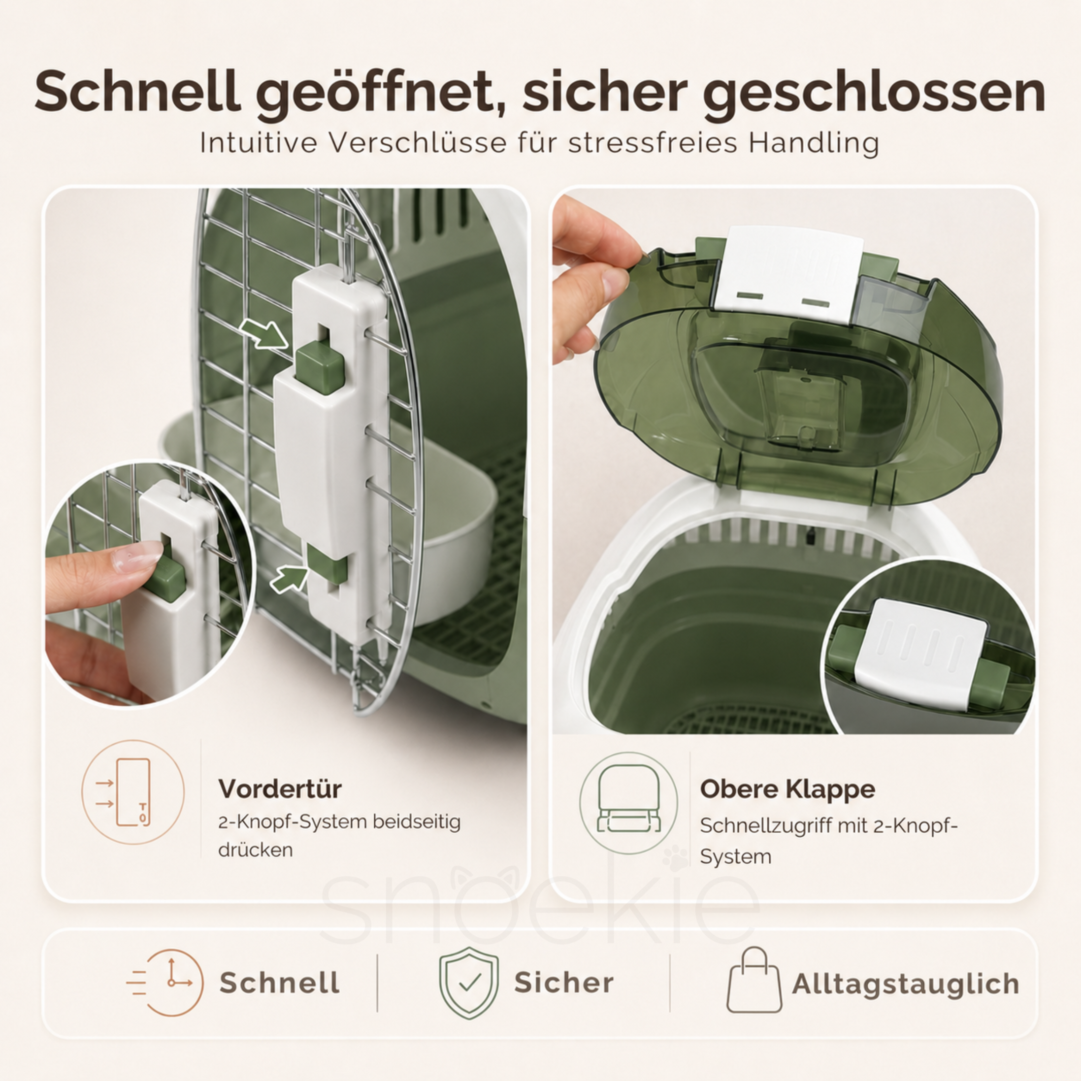 Haustier Transportbox mit aufklappbarer Dachöffnung