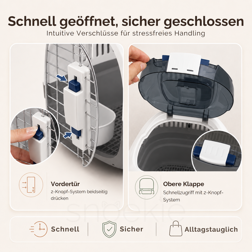 Haustier Transportbox mit aufklappbarer Dachöffnung