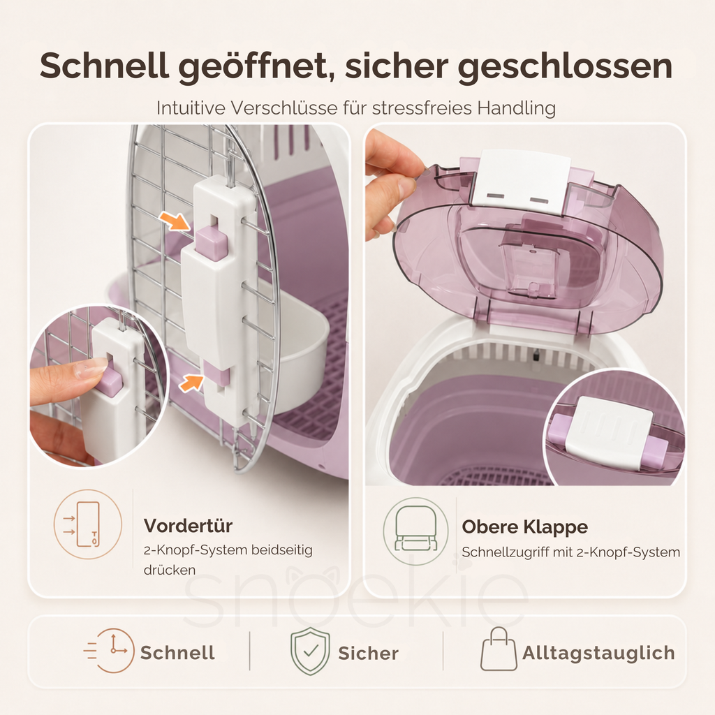 Haustier Transportbox mit aufklappbarer Dachöffnung