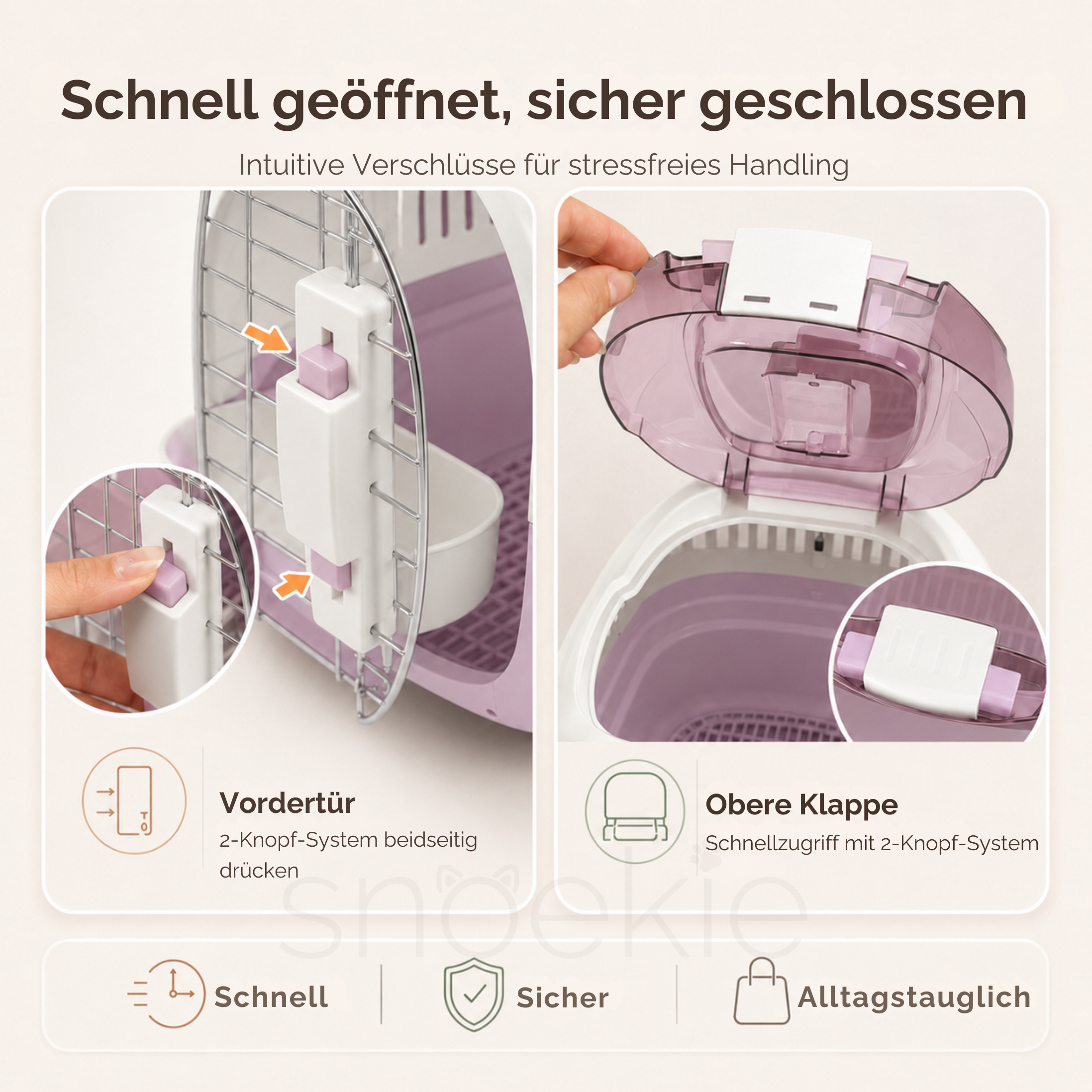 Haustier Transportbox mit aufklappbarer Dachöffnung
