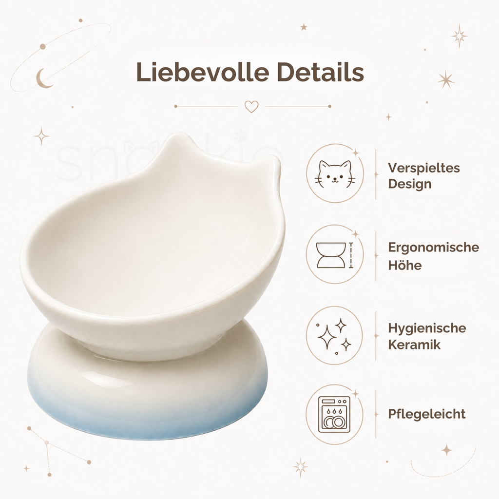 Keramik Napf in Katzenform - Erhöhtes ergonomisches Design