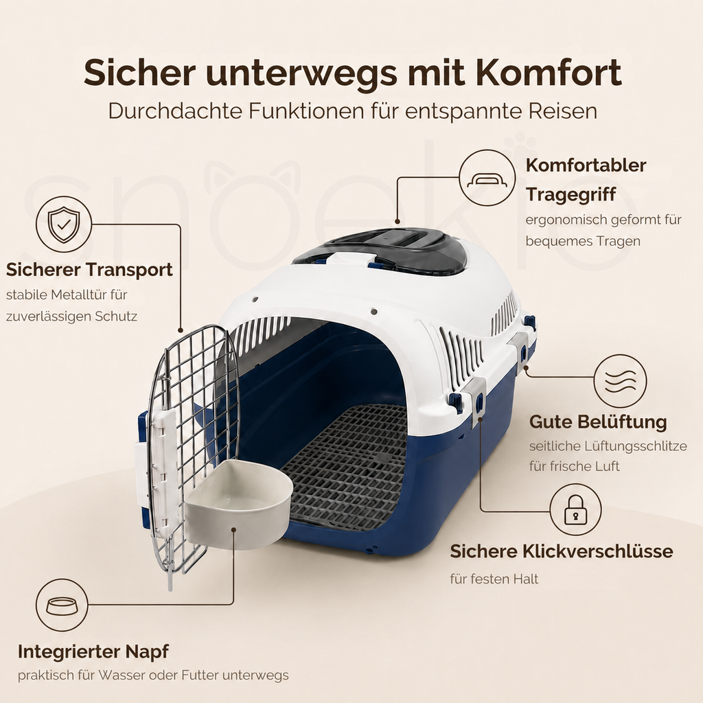 Haustier Transportbox mit aufklappbarer Dachöffnung
