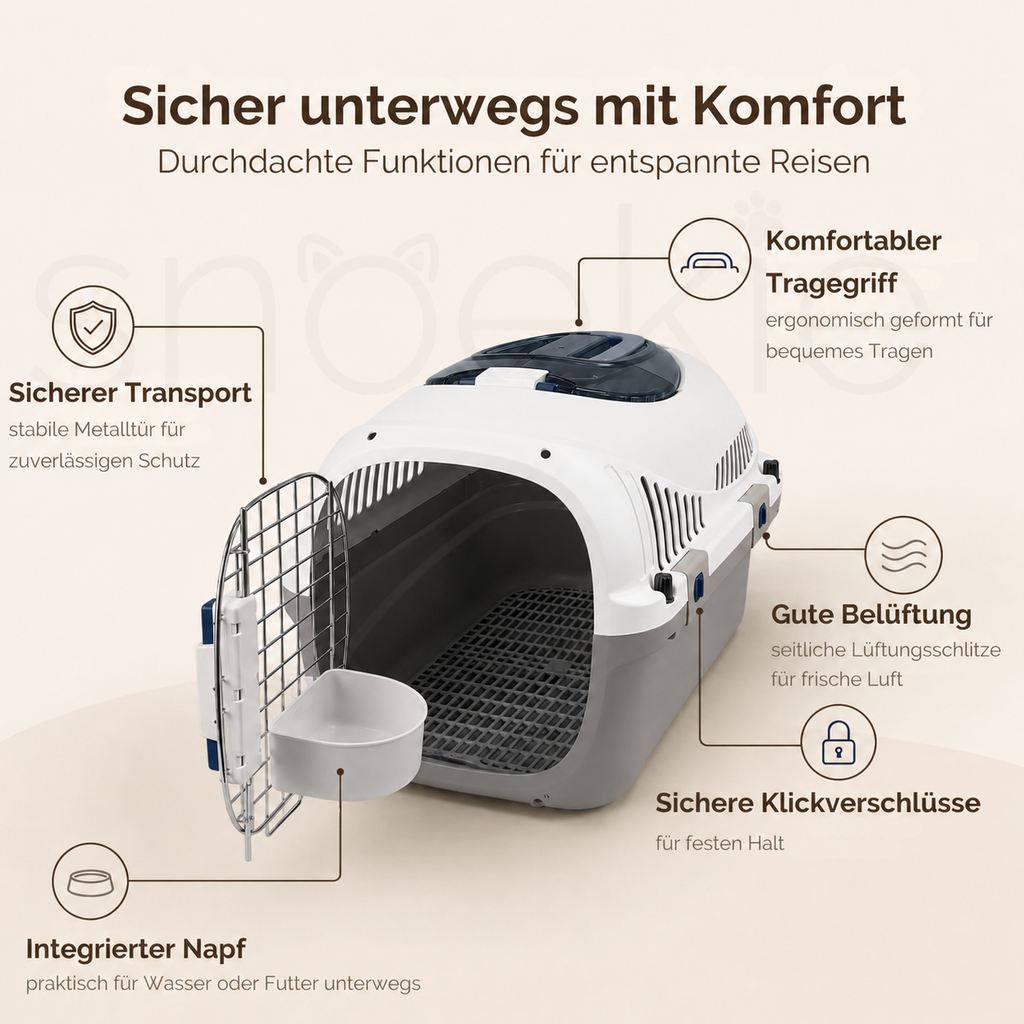 Haustier Transportbox mit aufklappbarer Dachöffnung