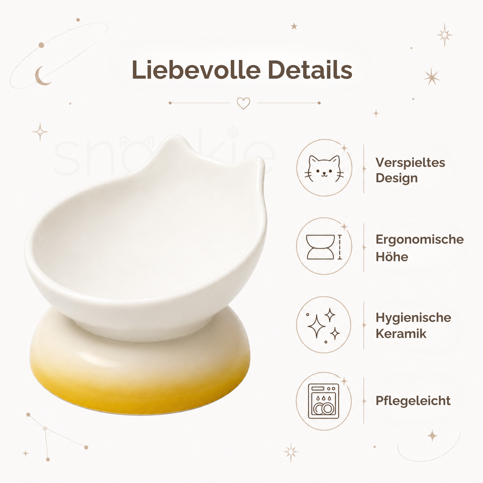 Keramik Napf in Katzenform - Erhöhtes ergonomisches Design