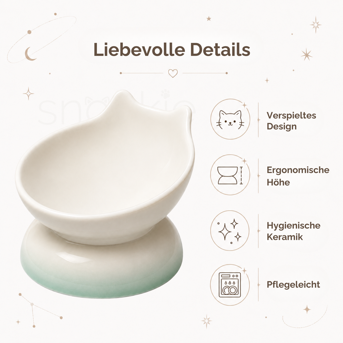 Keramik Napf in Katzenform - Erhöhtes ergonomisches Design