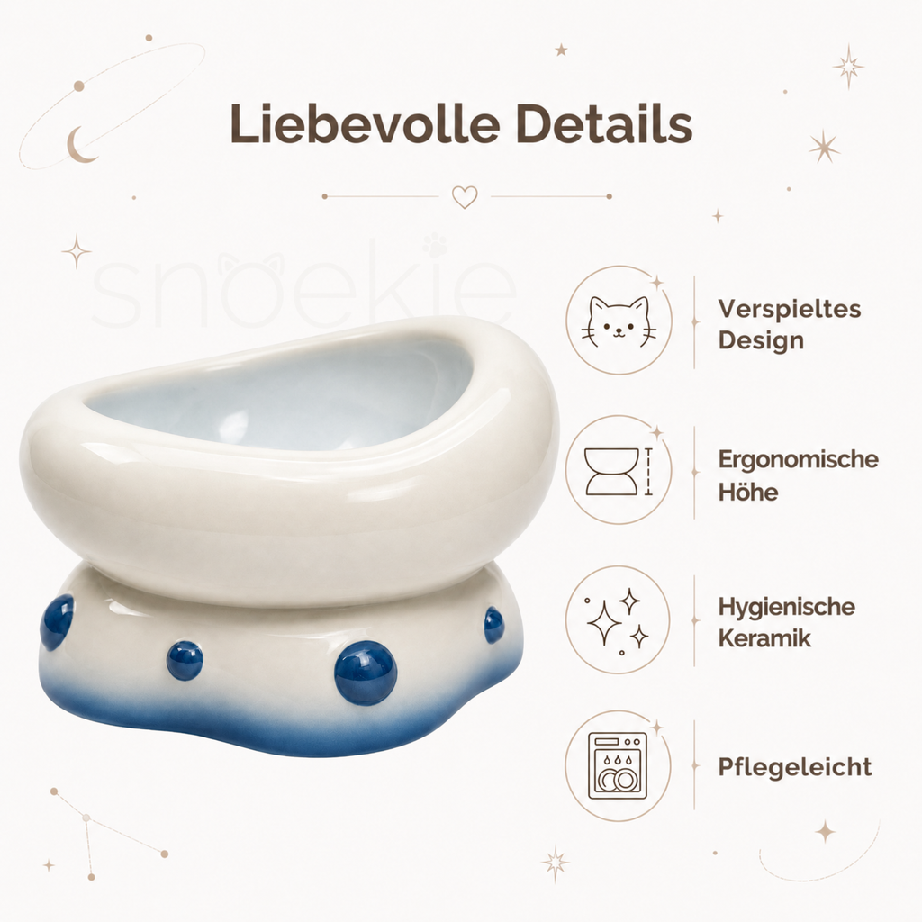Porzellan-Fressnapf "Bubble" - Erhöhtes Ergonomisches Design