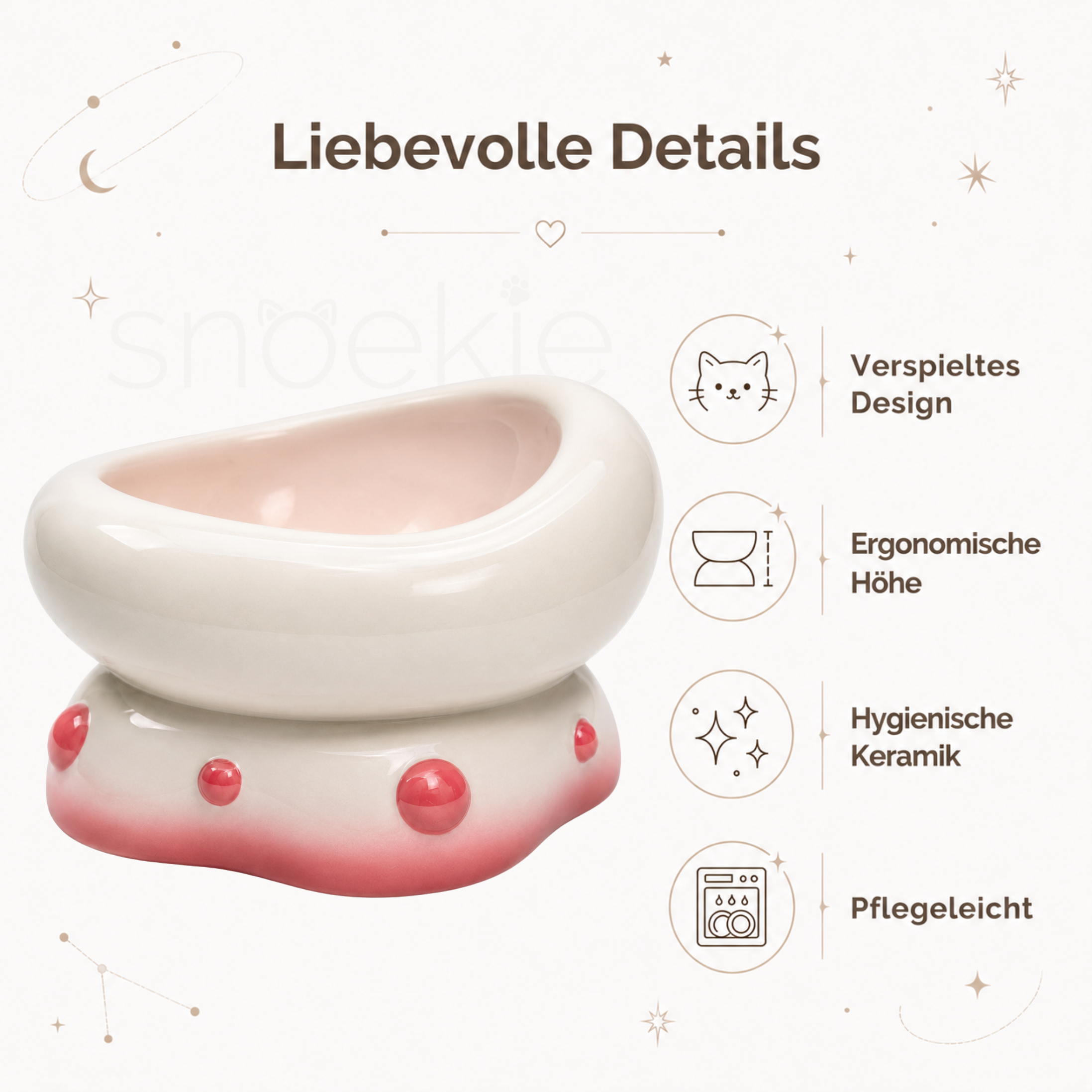 Porzellan-Fressnapf "Bubble" - Erhöhtes Ergonomisches Design
