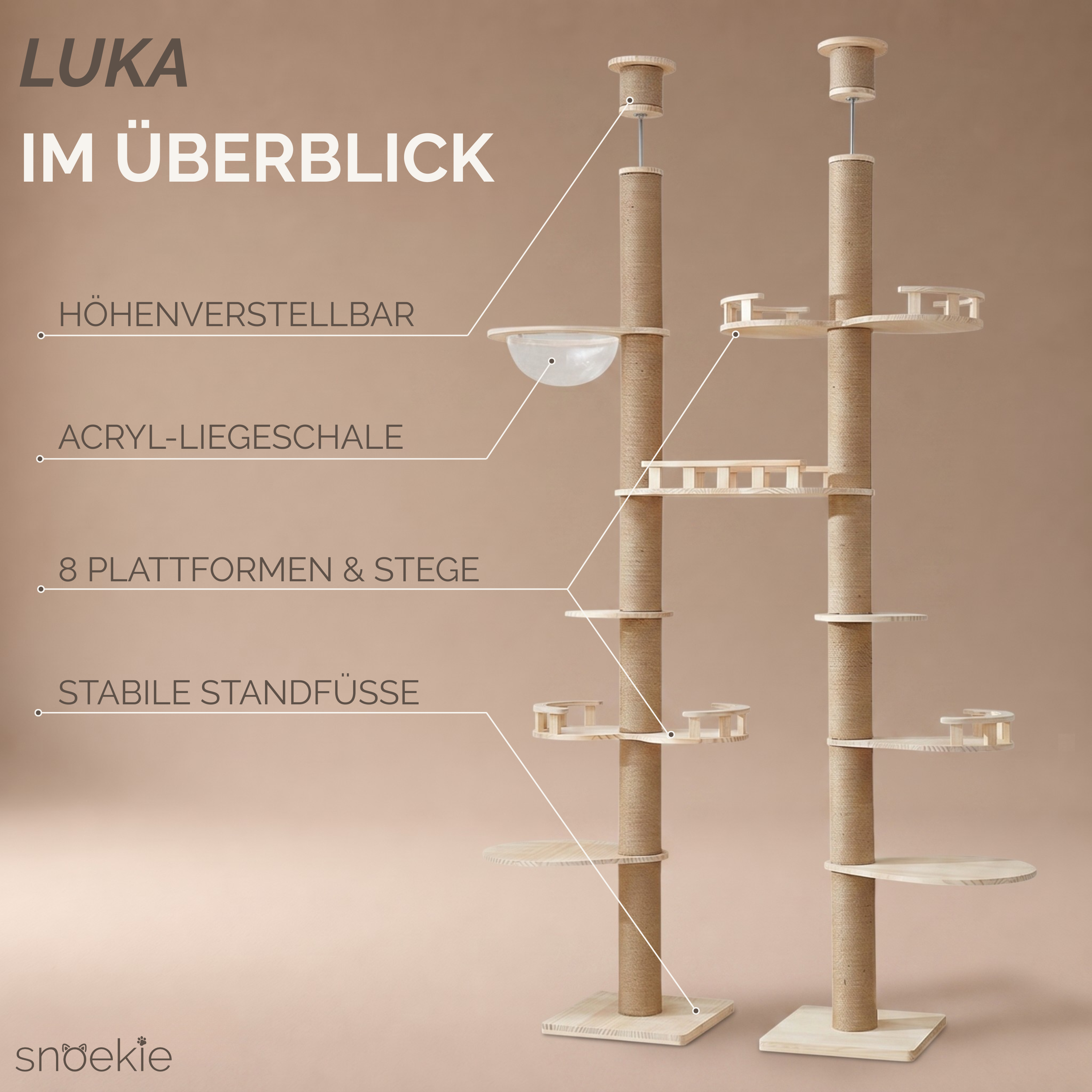 "Luka" - Deckenhoher Kratzbaum mit Mehreren Ebenen