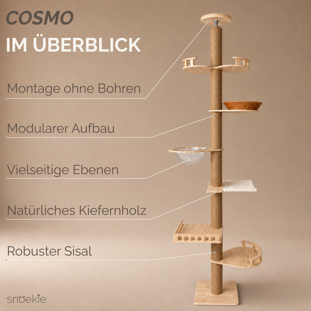 "Cosmo" - Deckenhohe Kratzsäule bis 270 cm mit modularen Aufbau