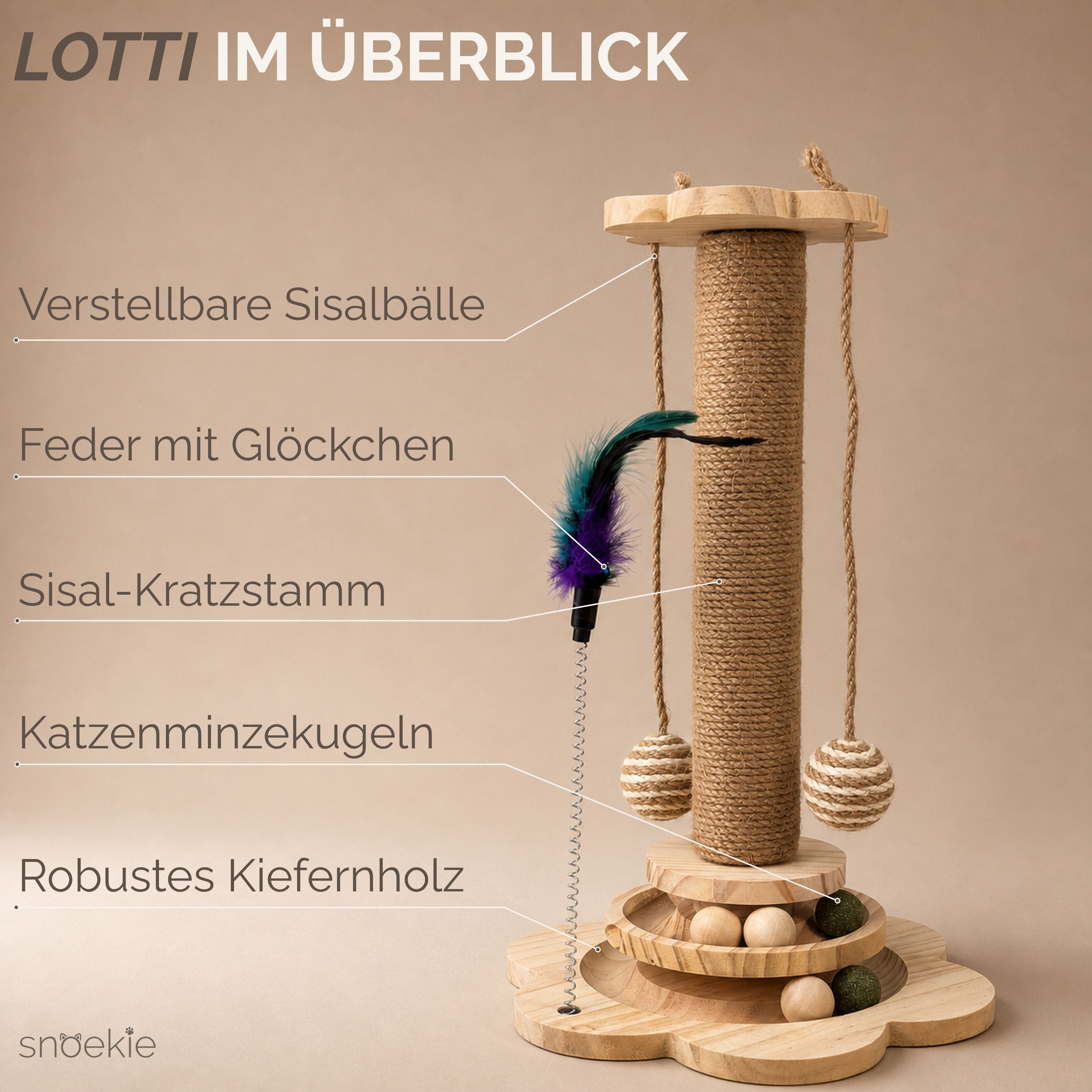 "Lotti" - Kompaktes Kratzspielzeug mit Rollbahnen