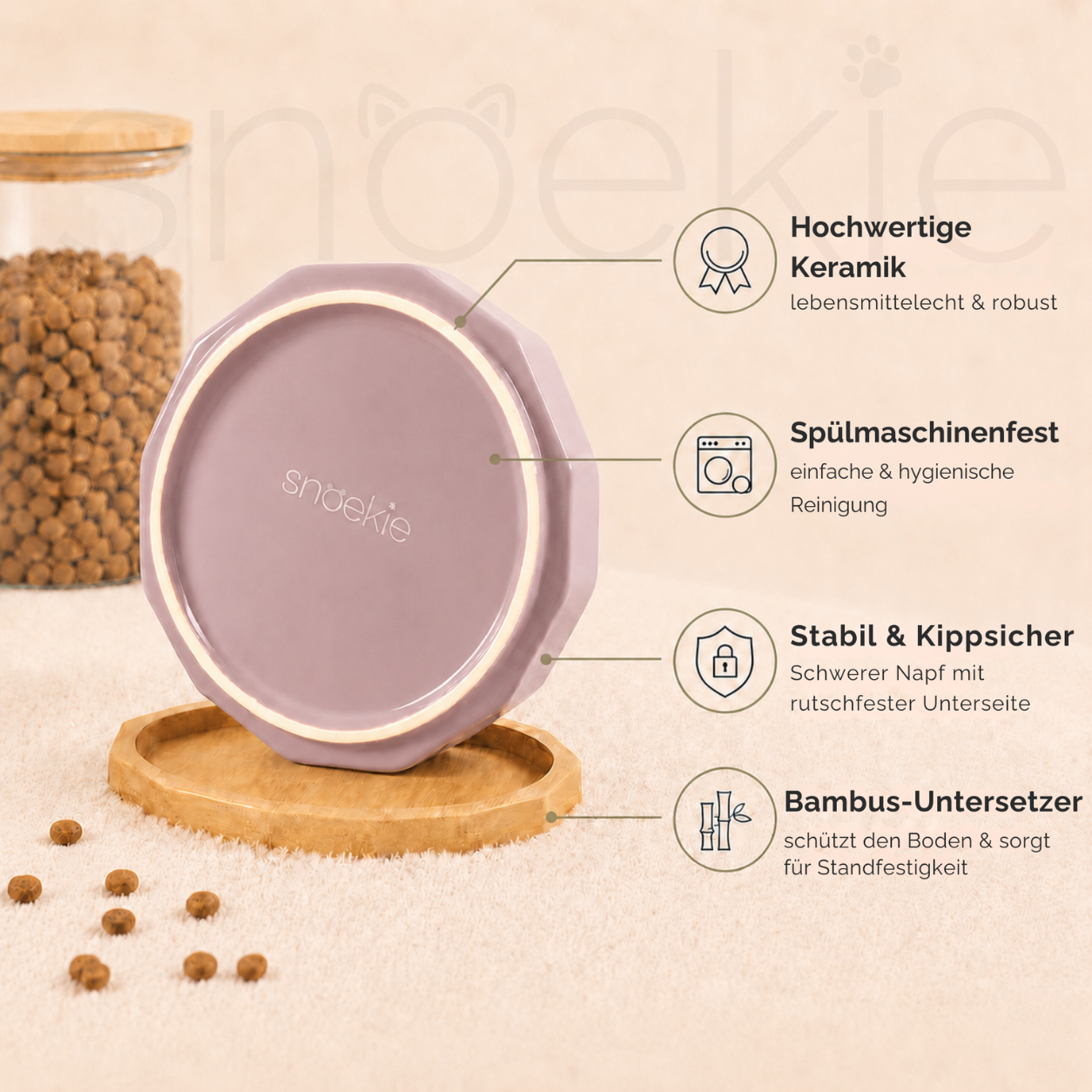Porzellan-Napf mit Holz-Basis