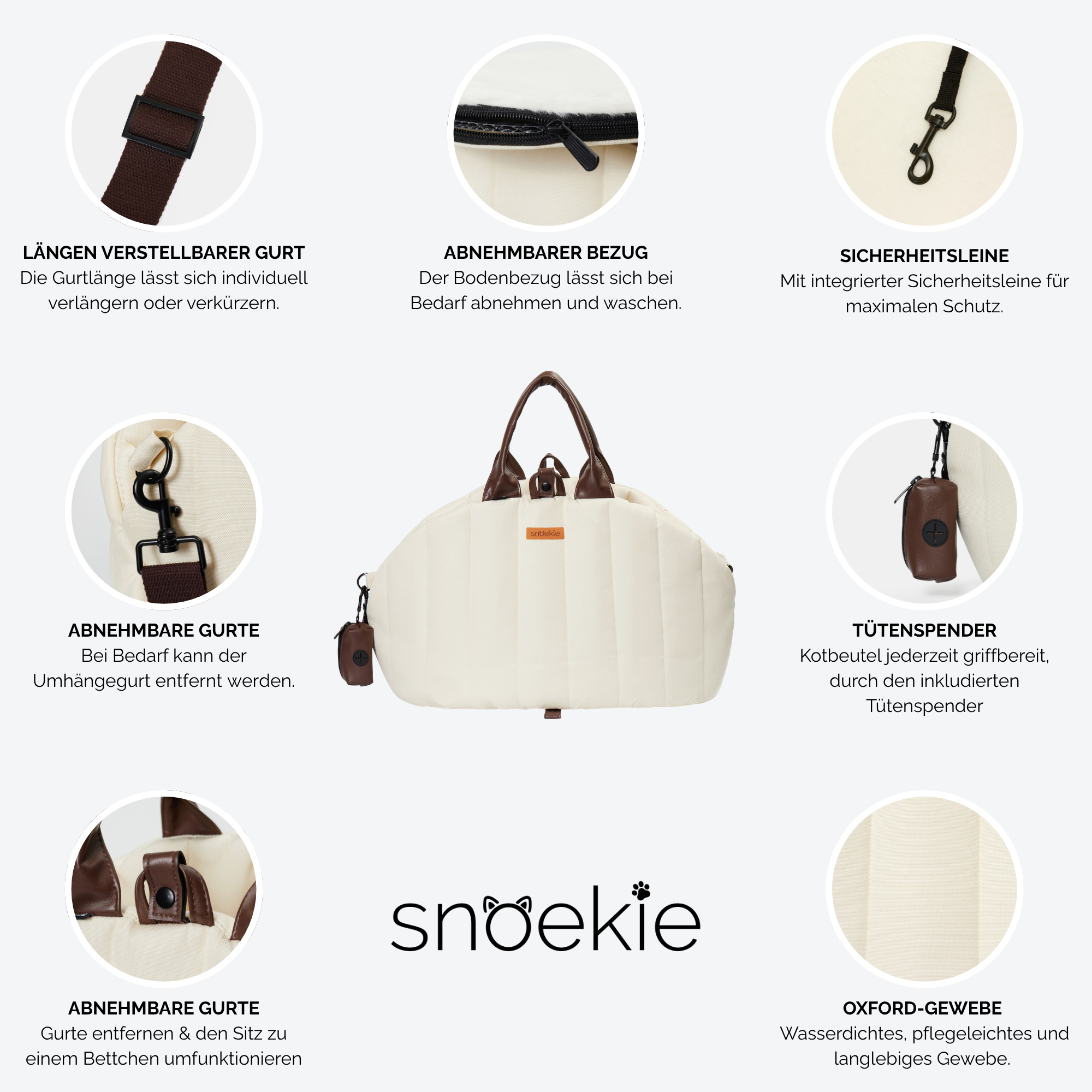 Sharie - Snoekie Premium Haustier-Tragetasche & Autositz mit Sicherheitsgurt