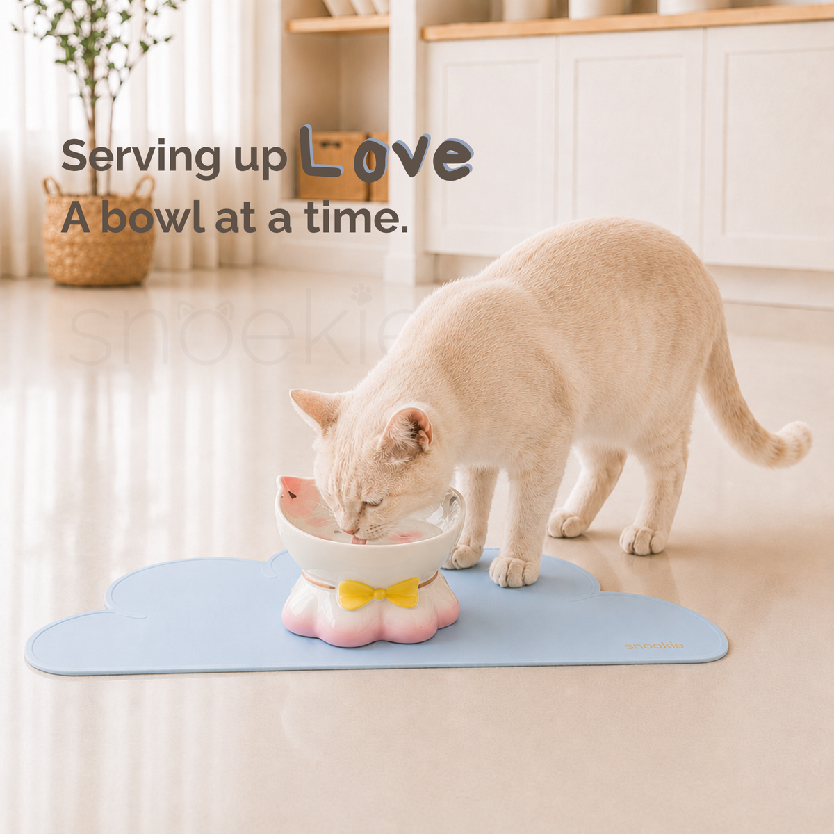 Keramik-Fressnapf mit Katzenmotiv – Erhöhtes ergonomisches Design