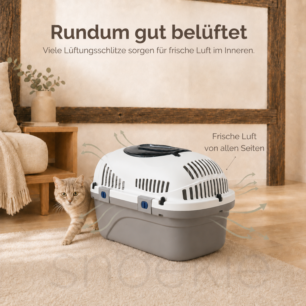 Haustier Transportbox mit aufklappbarer Dachöffnung