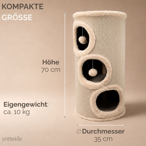 "Coco" - Kratzturm mit drei Höhlen & Plüschbällen