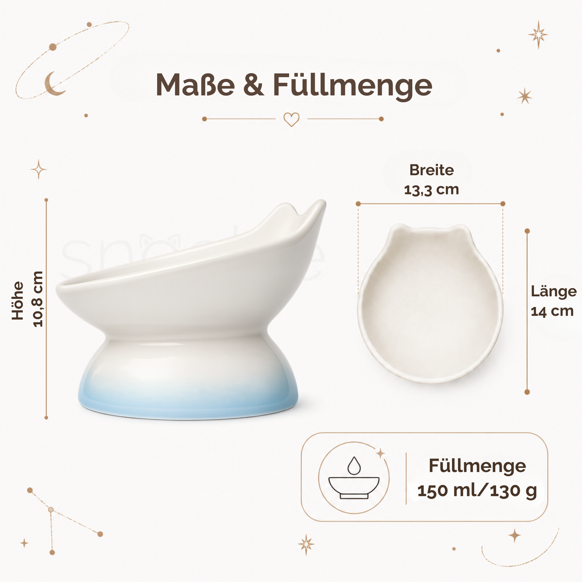 Keramik Napf in Katzenform - Erhöhtes ergonomisches Design