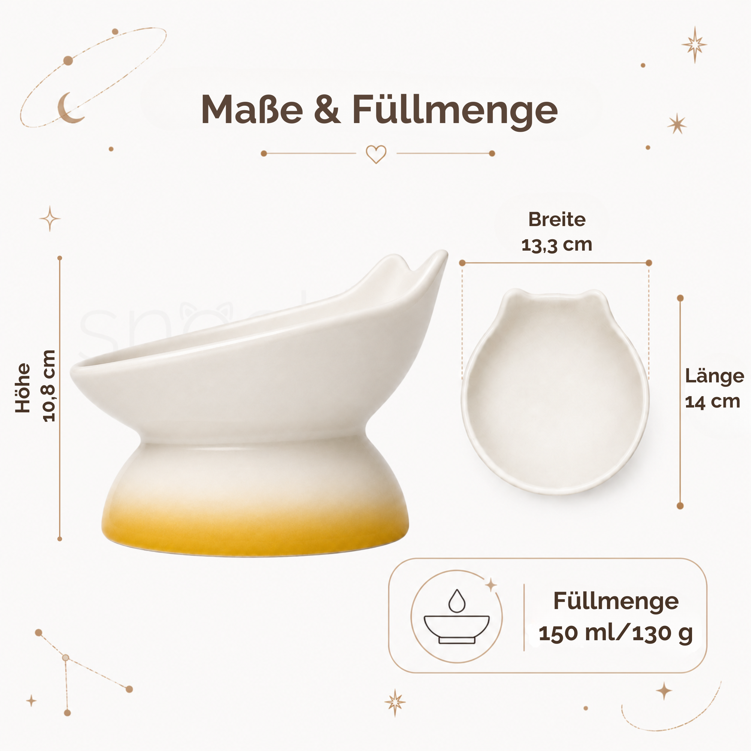 Keramik Napf in Katzenform - Erhöhtes ergonomisches Design