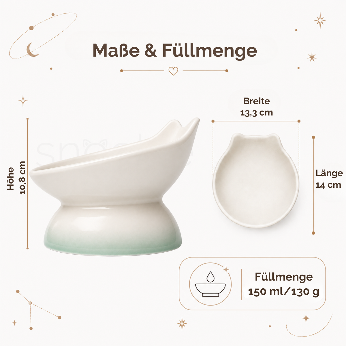 Keramik Napf in Katzenform - Erhöhtes ergonomisches Design