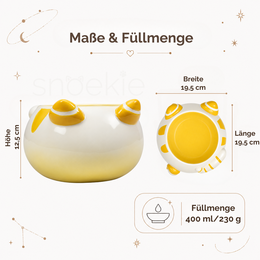 Keramik Katzennapf mit Katzenohren, Pfoten und Schwanz – Erhöhtes ergonomisches Design