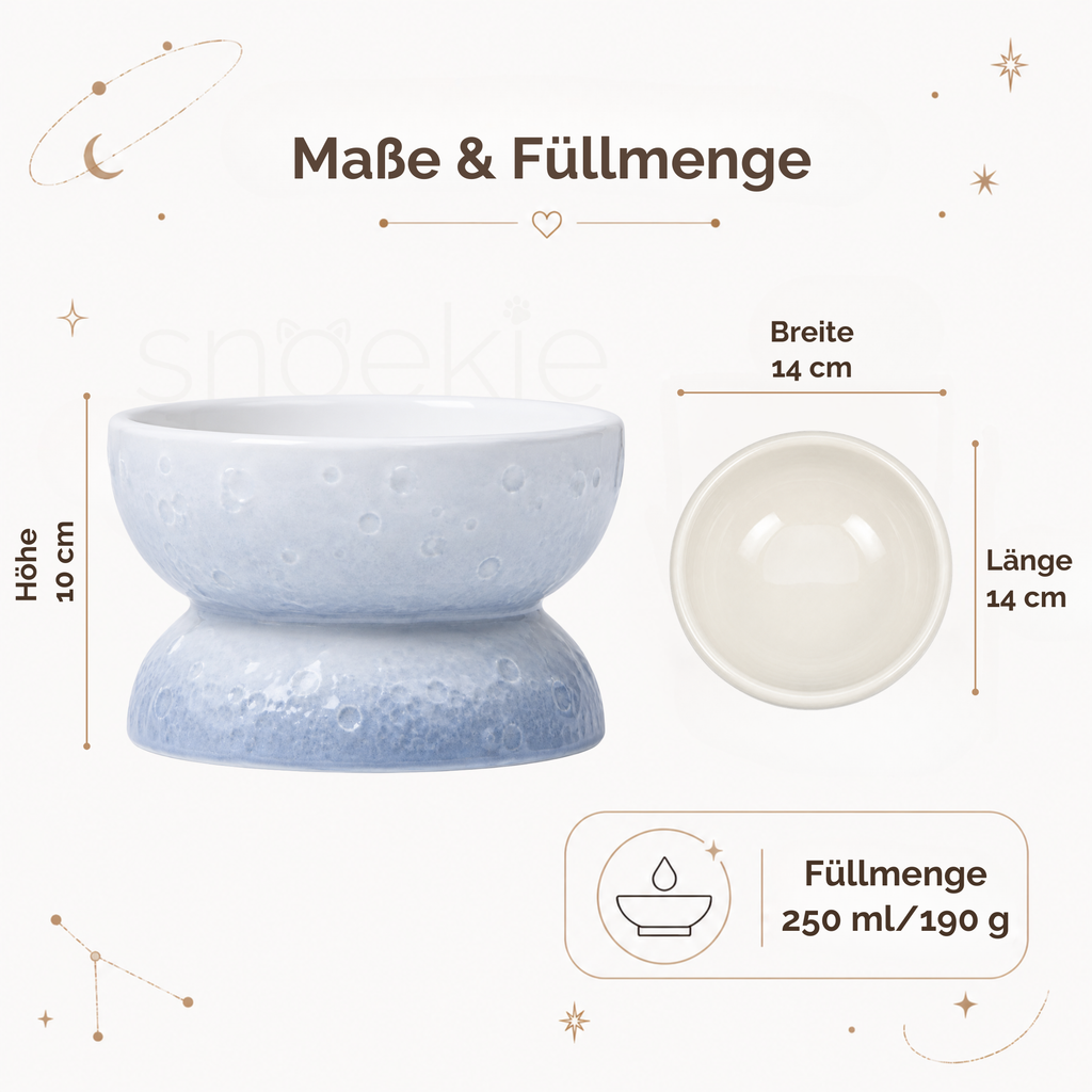 Porzellan-Fressnapf "Moon" -  Erhöhtes Ergonomisches Design