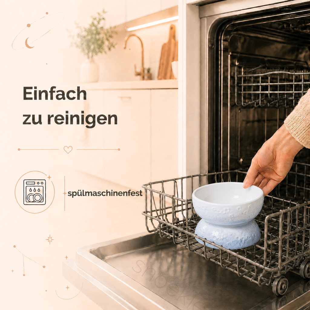 Porzellan-Fressnapf "Moon" -  Erhöhtes Ergonomisches Design