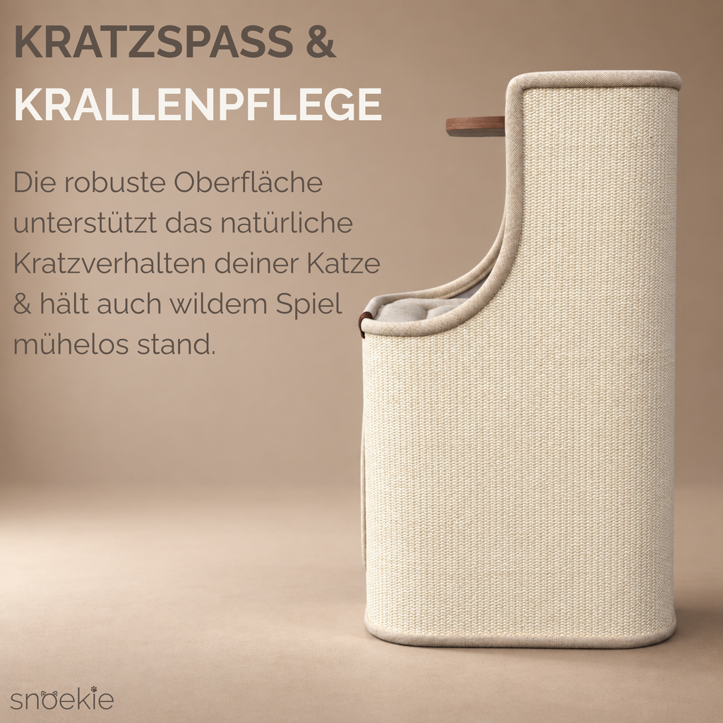 "Leo" - Kratzturm mit drei Ebenen rechteckig beige