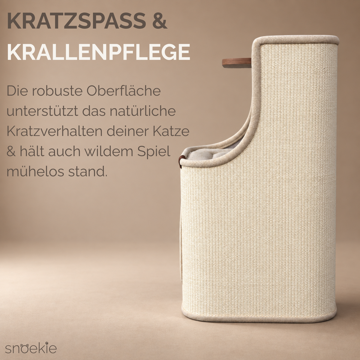 "Leo" - Kratzturm mit drei Ebenen rechteckig beige