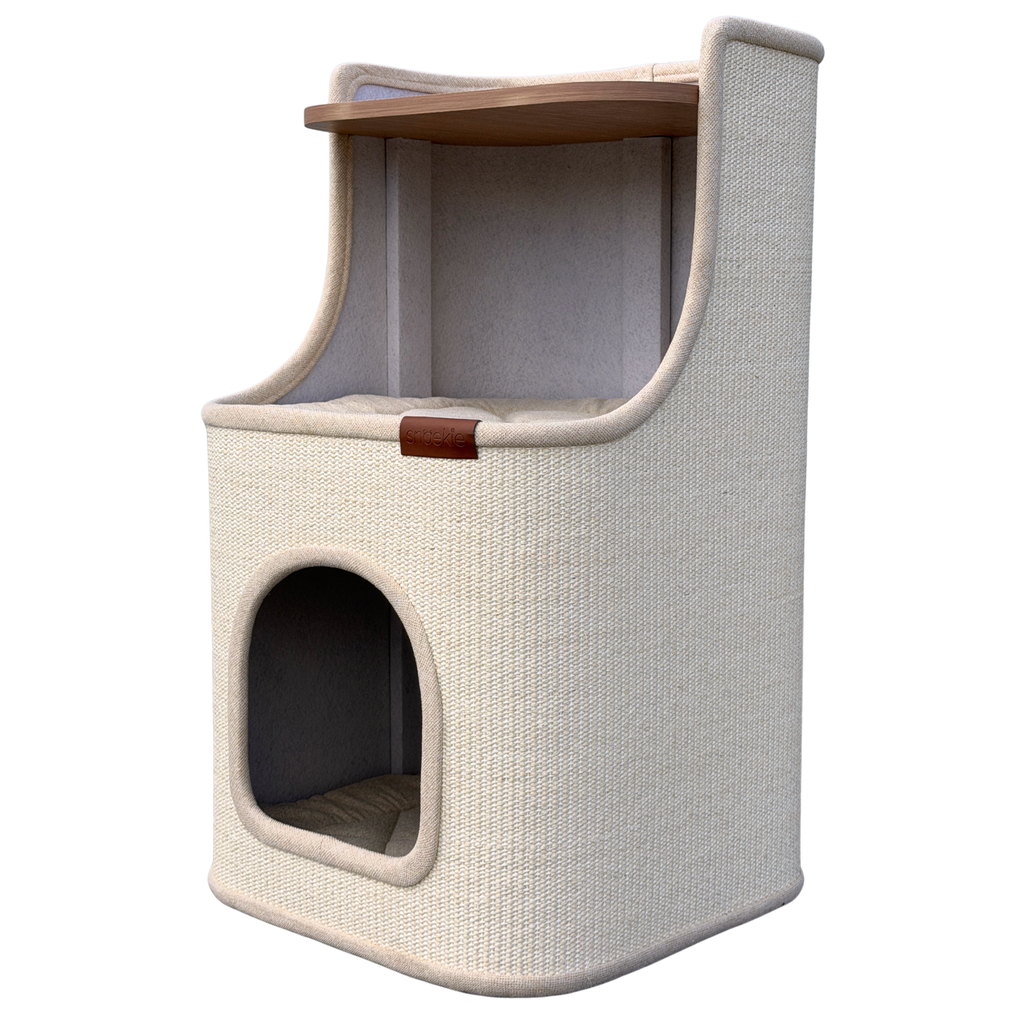 "Leo" - Kratzturm mit drei Ebenen rechteckig beige