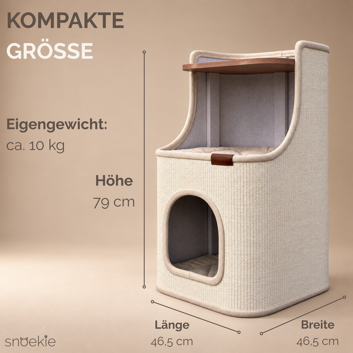 "Leo" - Kratzturm mit drei Ebenen rechteckig beige