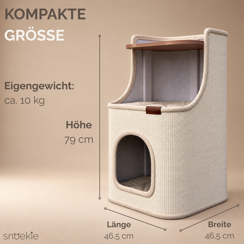 "Leo" - Kratzturm mit drei Ebenen rechteckig beige
