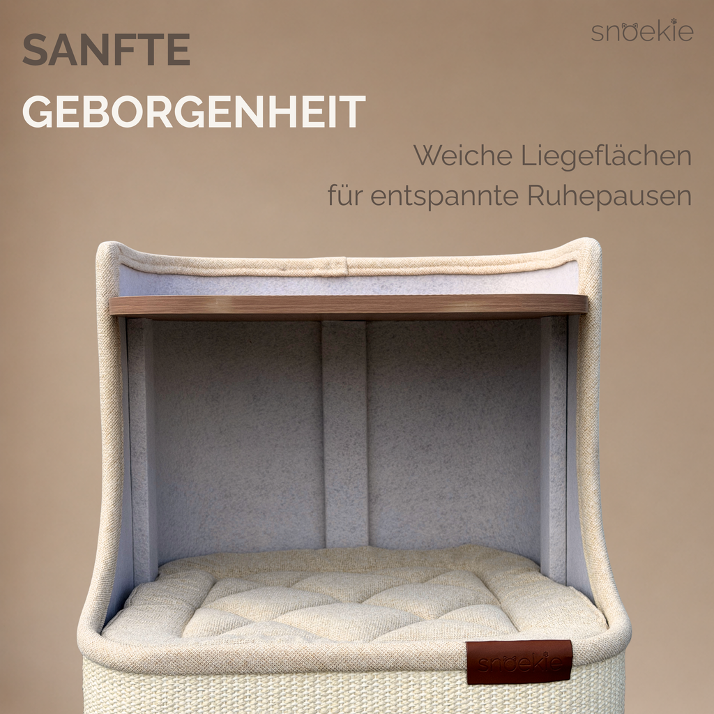"Leo" - Kratzturm mit drei Ebenen rechteckig beige