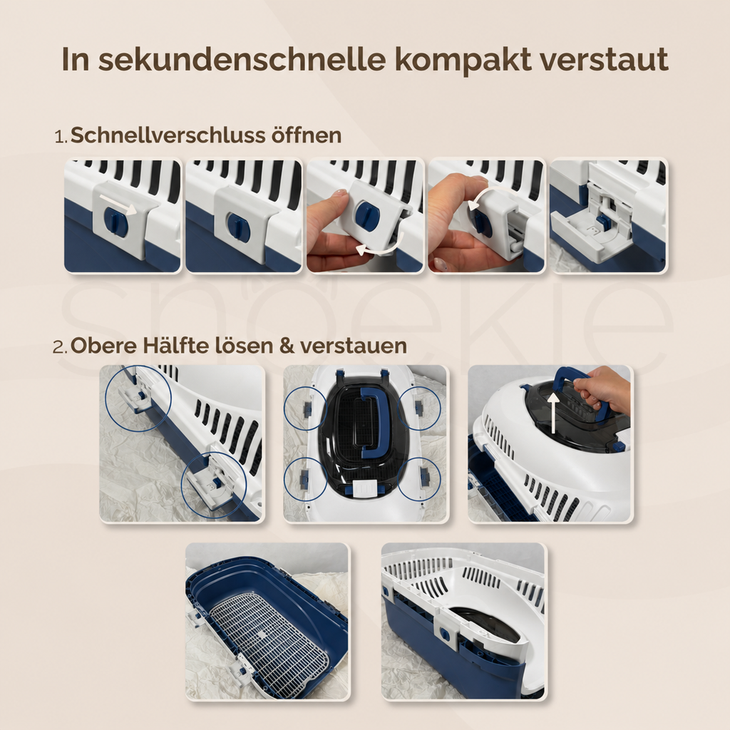 Haustier Transportbox mit aufklappbarer Dachöffnung