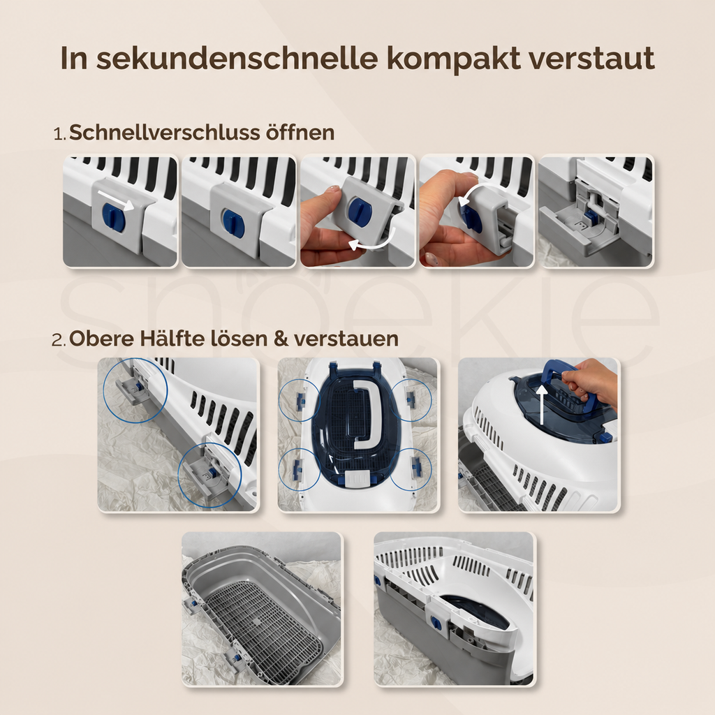 Haustier Transportbox mit aufklappbarer Dachöffnung