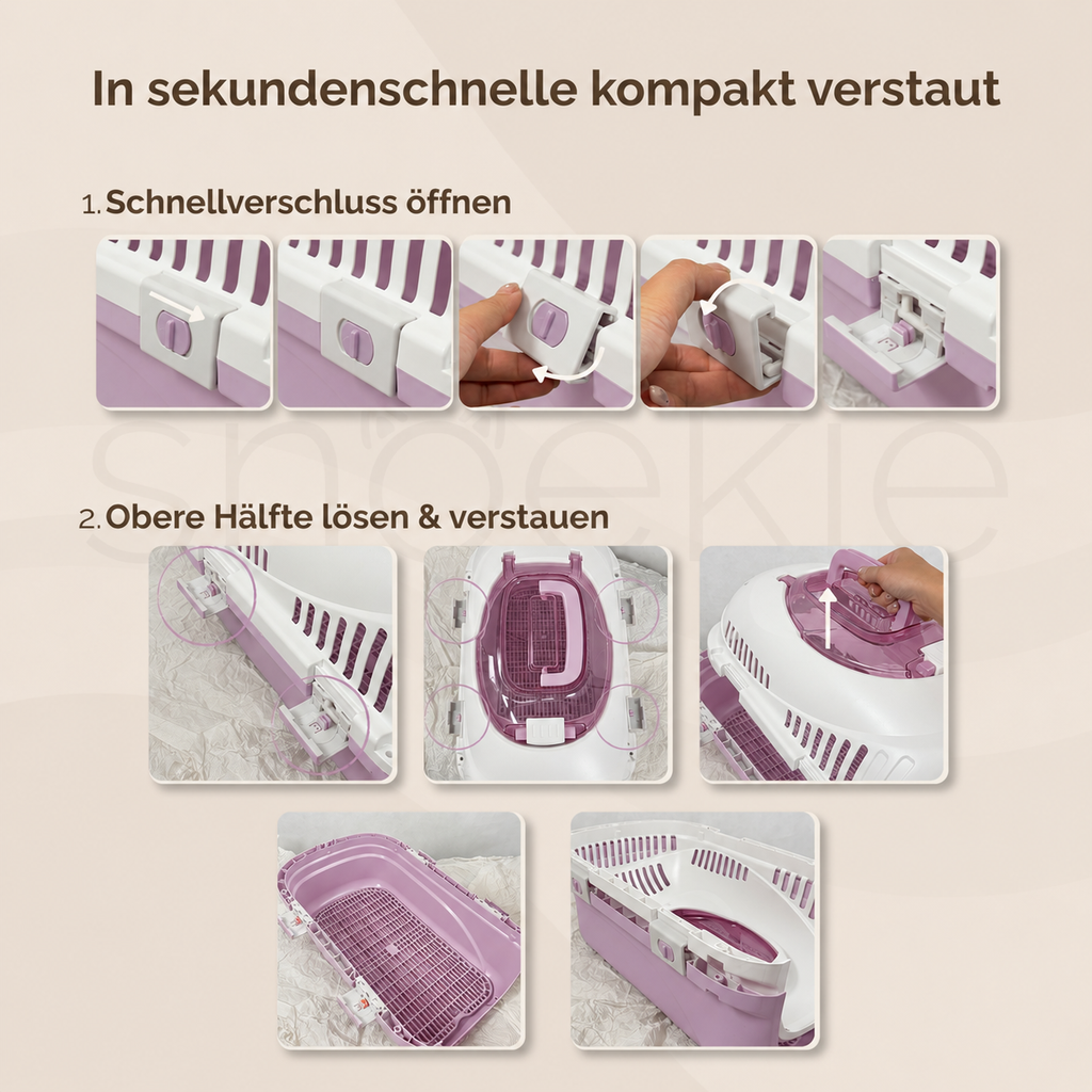 Haustier Transportbox mit aufklappbarer Dachöffnung