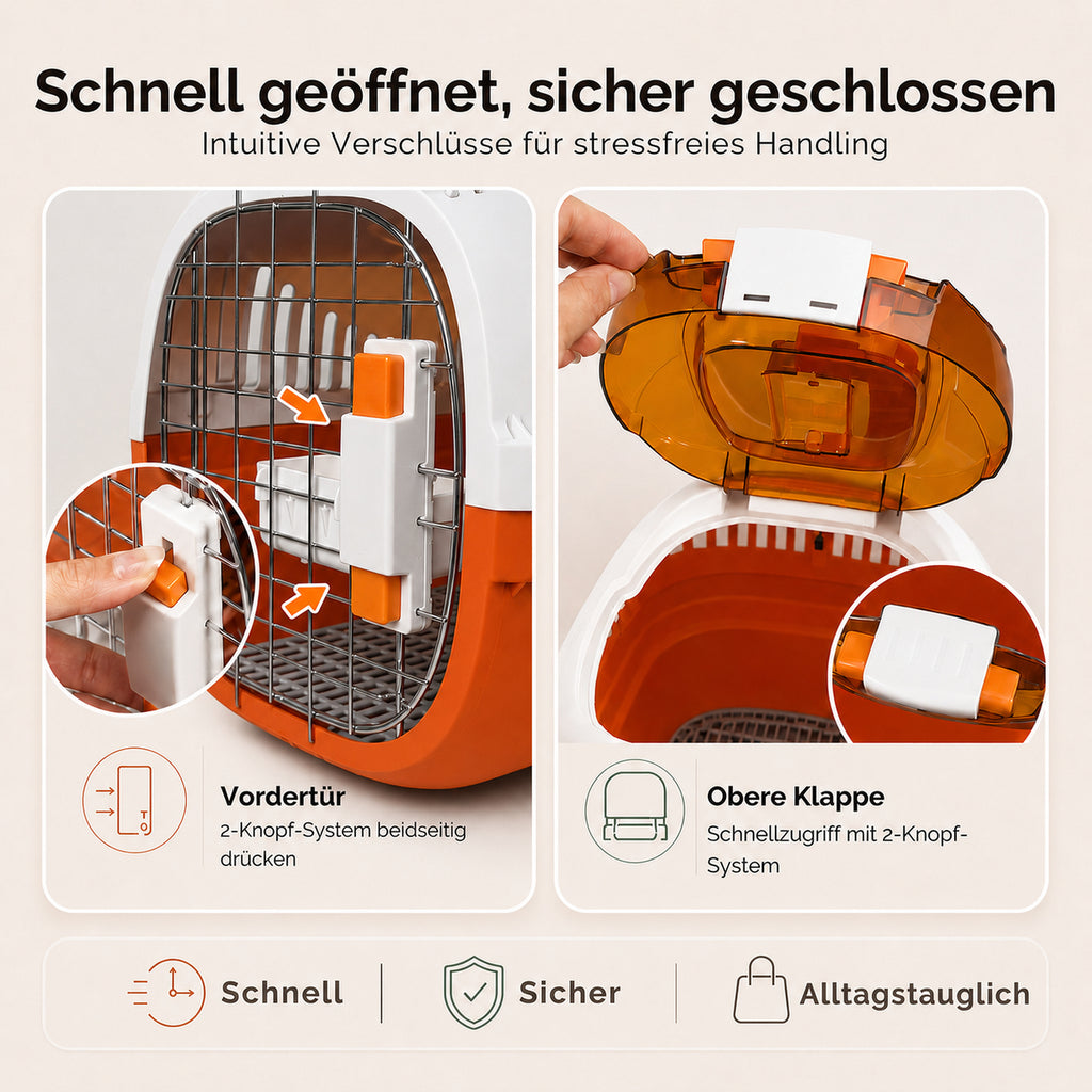 Haustier Transportbox mit aufklappbarer Dachöffnung