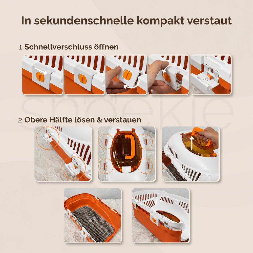 Haustier Transportbox mit aufklappbarer Dachöffnung