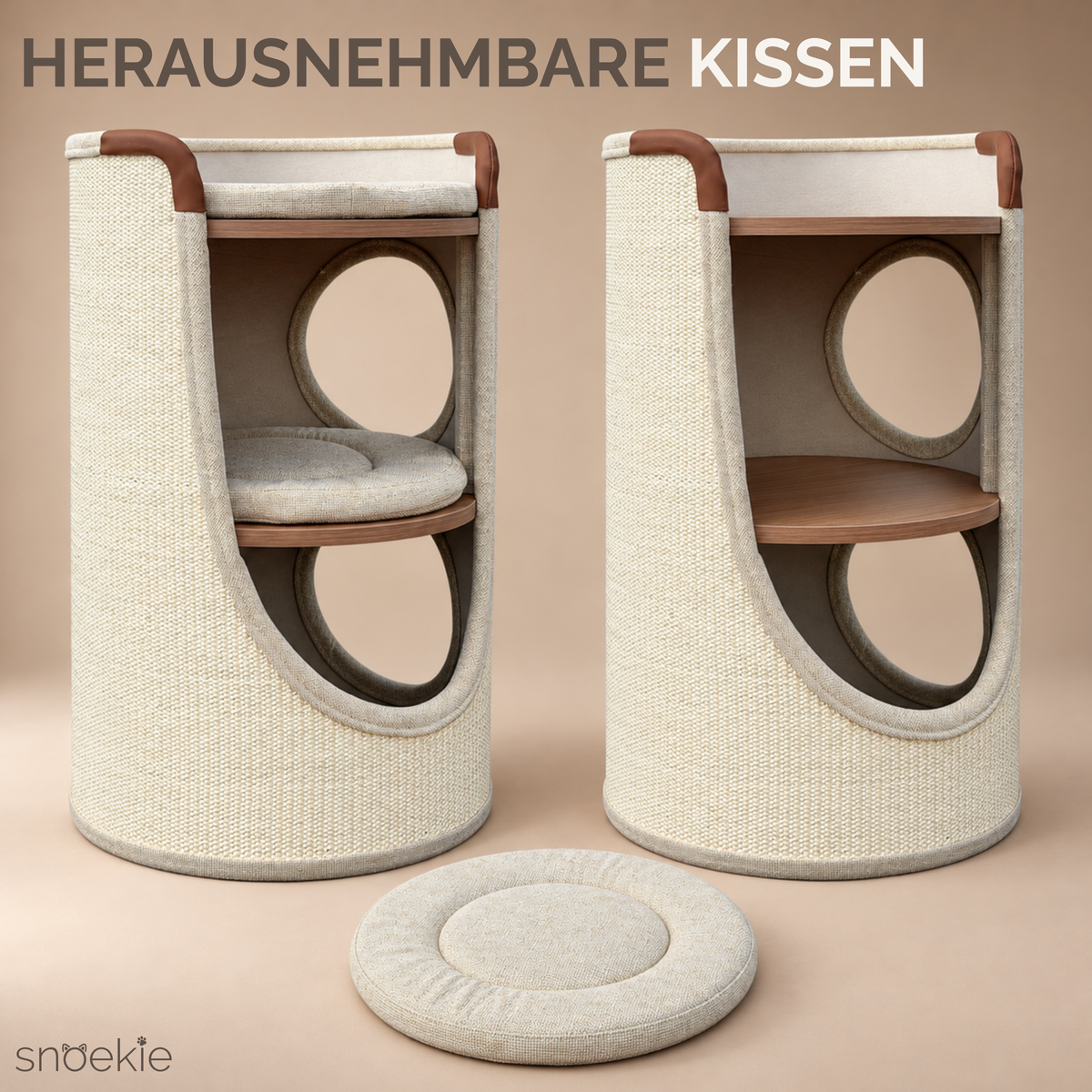 Theo - Kratzturm mit drei Ebenen beige